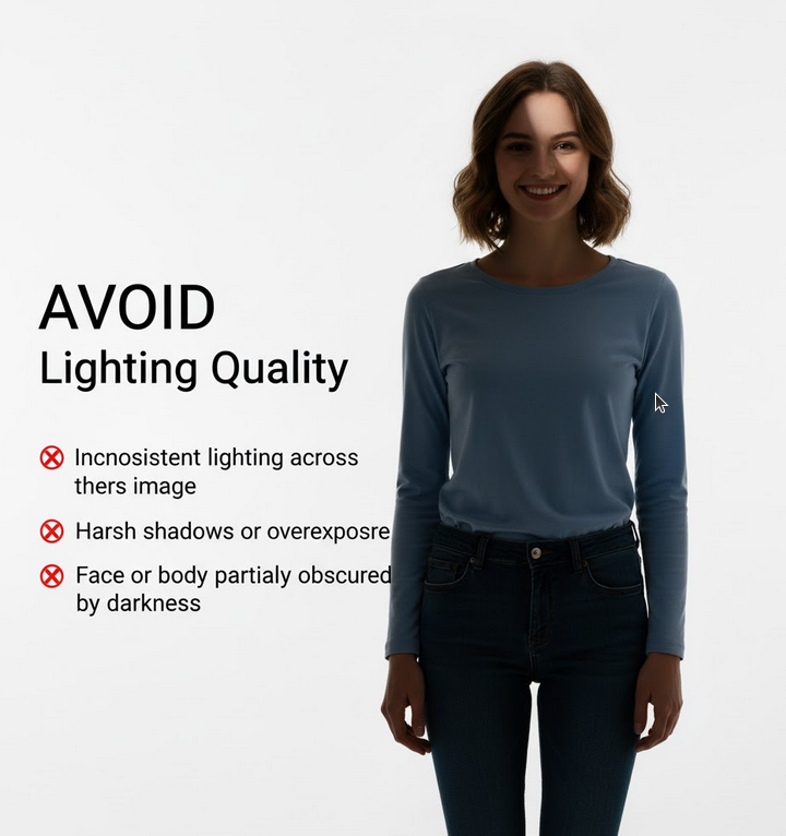 Bad lighting example for virtual try-on